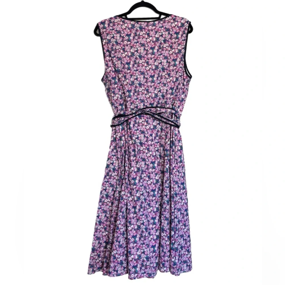 EShakti wrap around purple ditzy floral sleeveless dress - Picture 4 of 5